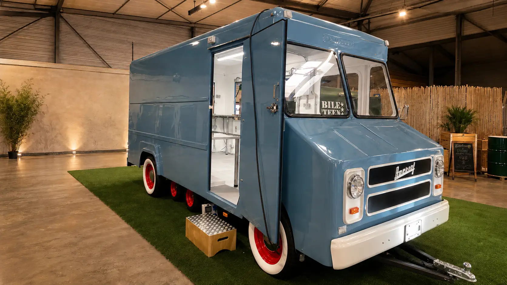 Food truck noir mat Plaisirs Gourmands