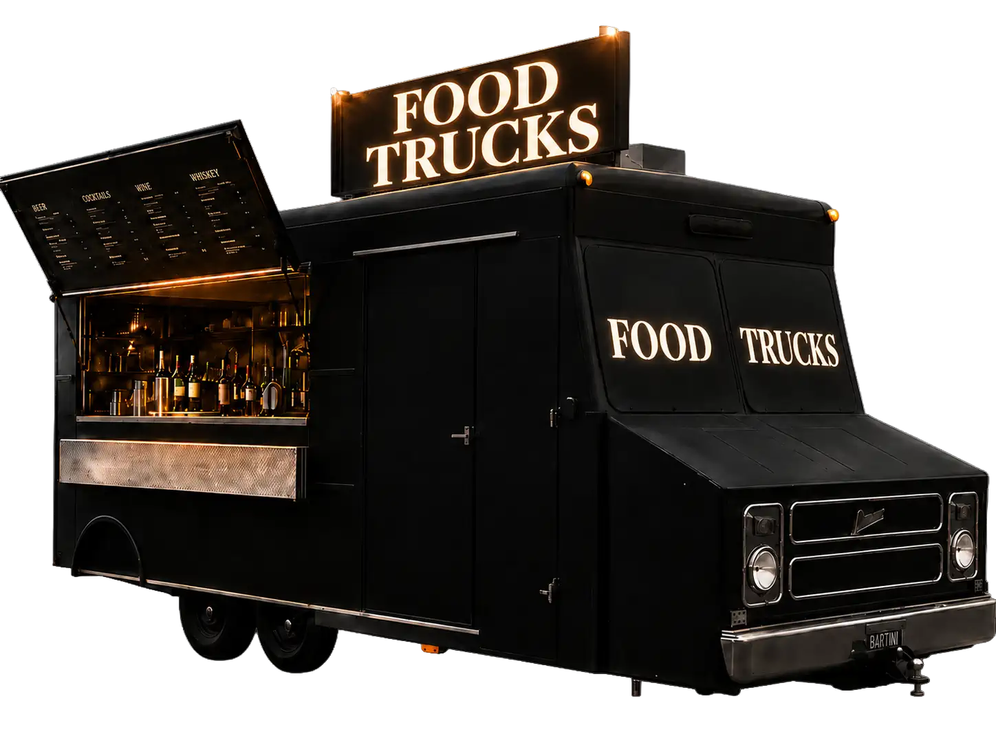 Food truck noir mat Plaisirs Gourmands